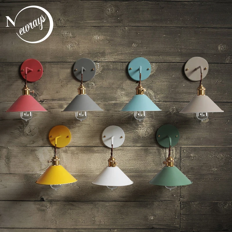 Online Moderne einfache eisen wand lampe land home deco wand licht LED mit 7 farben für schlafzimmer wohnzimmer restaurant cafe shop gang