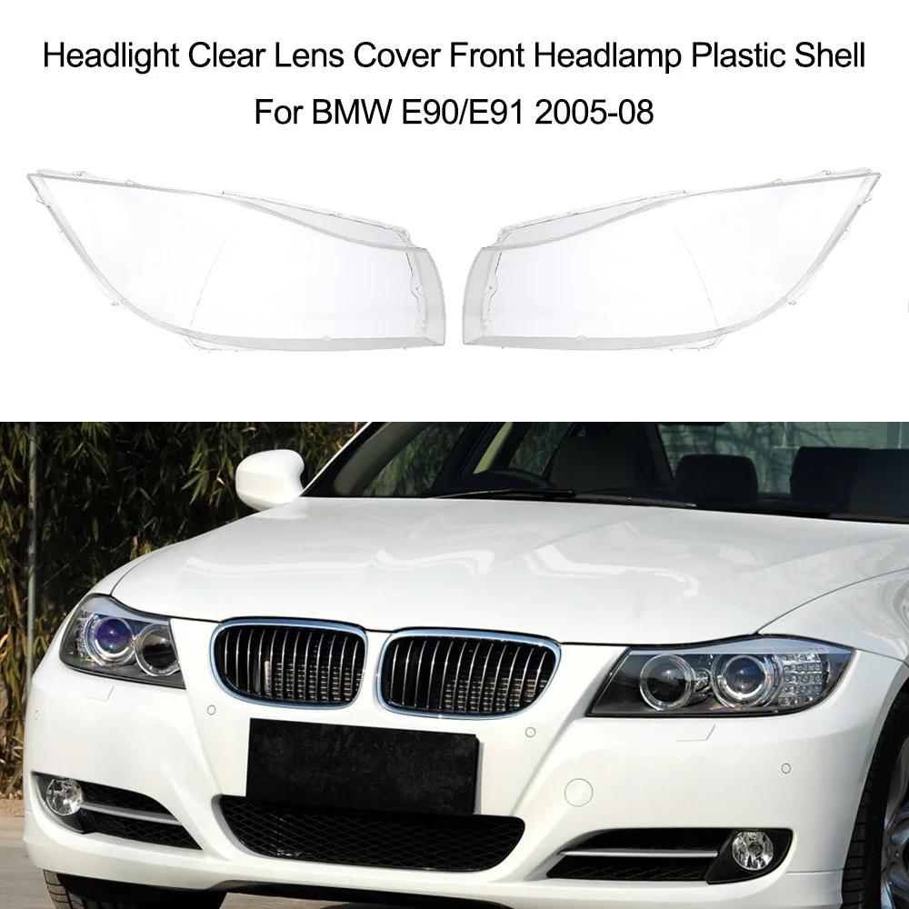 

(1 Pair) Headlight Clear Lens Cover Front Headlamp Plastic Shell For BMW E90/E91 2005-2008
