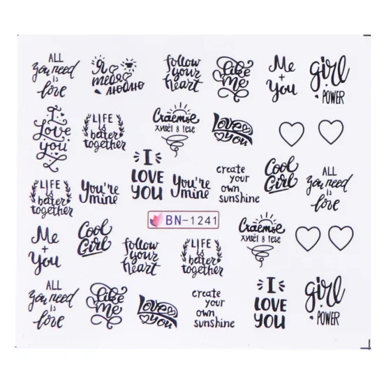 1pcs Nail Stickers Black Line Sexy Girl Slider Writing Letter Tattoo Nail Art Water Transfer Decals Manicure Decor TRBN1237-1248 - Цвет: BN-1241