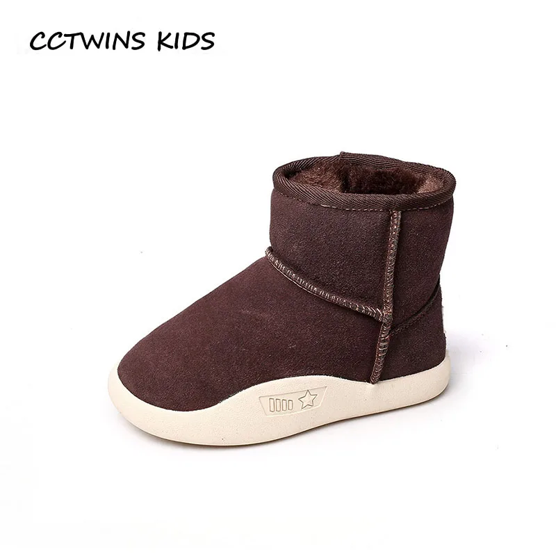 

CCTWINS KIDS 2018 Winter Children Genuine Leather Ankle Boot Baby Girl Fashion Snow Boot Boy Brand Warm Shoe Black CS1554