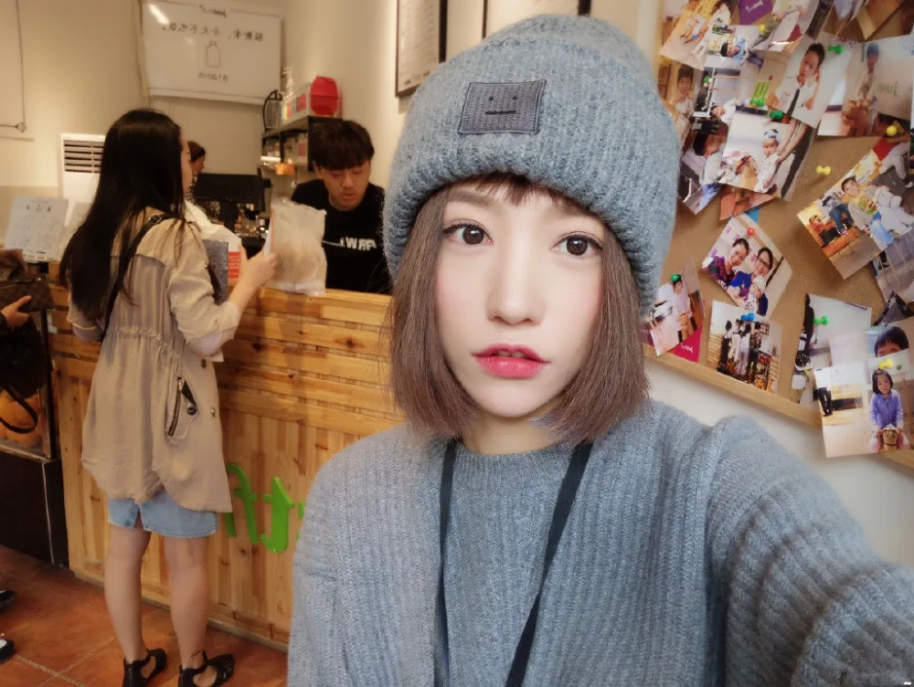 2015 autunno e inverno lana cappello acne studios un paio di smiley  Paternità unisex cappello di lana lavorato a maglia di inverno skulies  \u0026amp; berretti di lana Cap|hat earflap|hat racks baseball capscap
