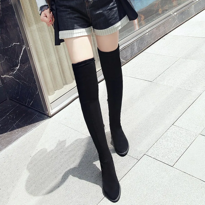 Size35 40 2018 новые женские классические сапоги выше колена осенние на шнуровке из