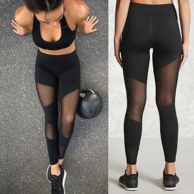 

New Women Mesh Sheer Black High Waist High Waist Pants See through Fitness Stretch Leggings Ladies