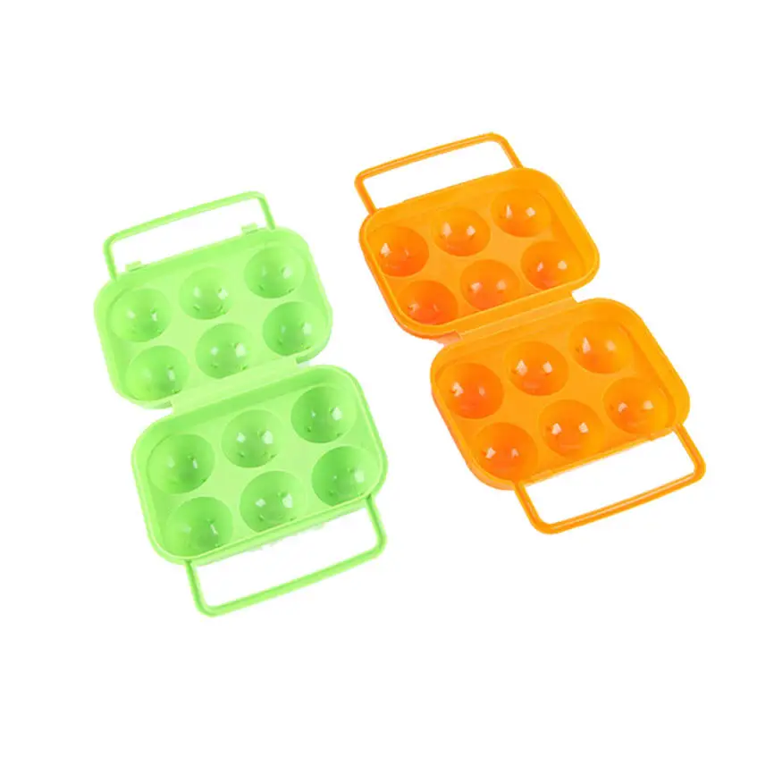 

New Quality Portable 6 Eggs Plastic Container Holder Folding Egg Storage Box Handle Case 15.5 x 15 x 7cm Wholesale &918