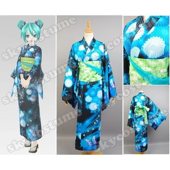 

Vocaloid Hatsune Miku Project DIVA Bathrobe Kimono Miku Halloween Cosplay Costume For Women Full Set