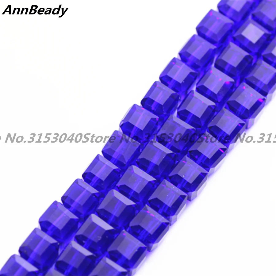 

100pcs Deep Blue Color 8mm Facet Square Cube Cut Spacer Austria Crystal beads For DIY Jewelry Crafts Making Loose Beads