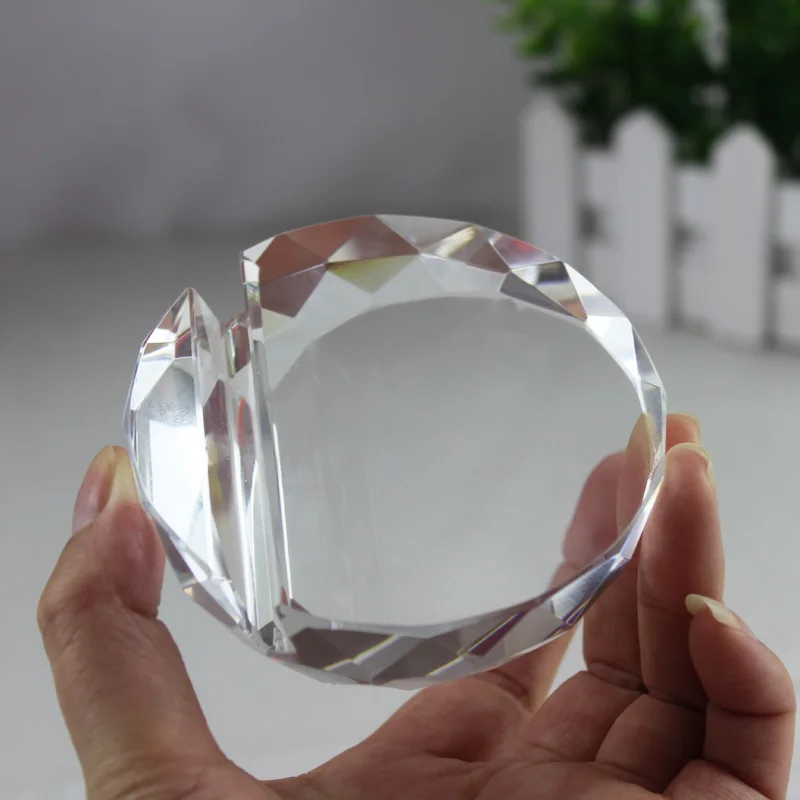 Xintou Crystal Glass Faceted Card Holder Ball Paperweight Feng