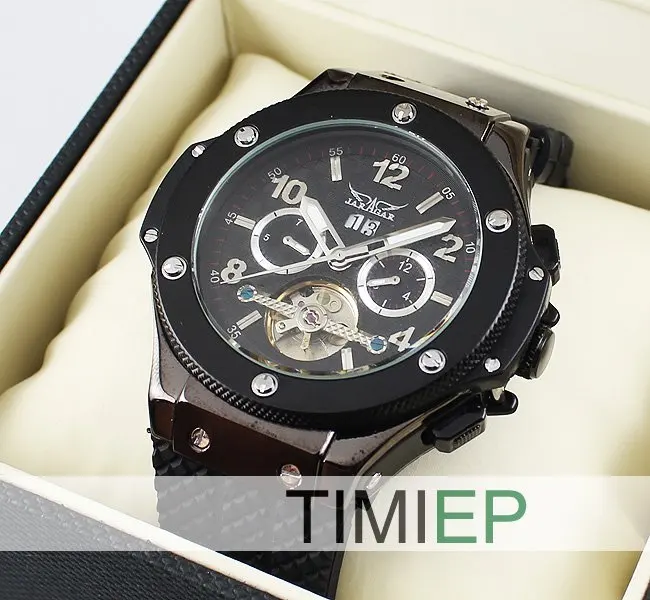 New! TOURBILLON Automatic Mechanical Luxury Black Silver Steel Men's Wrist Watch freeship New! TOURBILLON Automatic Mechanical Luxury Black Silver Steel Men's Wrist Watch freeship
