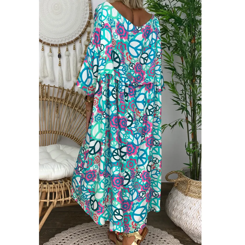Женское летнее платье в богемном стиле, шифоновое пляжное платье с цветочным принтом, туника, сарафан, свободное Мини платье для вечеринки, vestidos# J30