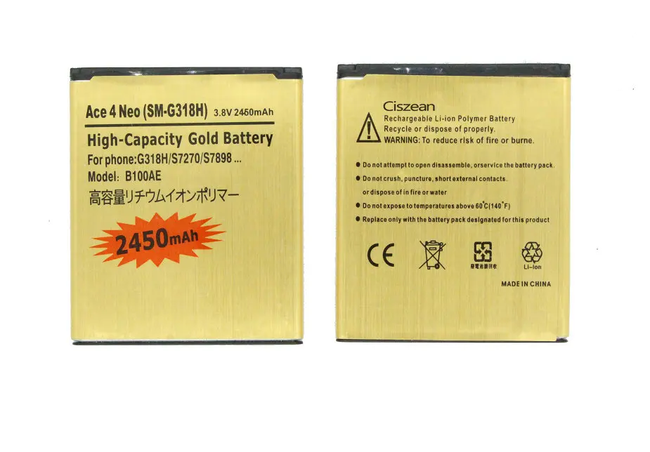 Сменный аккумулятор для Samsung Galaxy Ace 3 ACE 4 Neo S7270 S7272 S7898 S7562C G318H 2 шт./лот 2450 мАч B100AE / EB