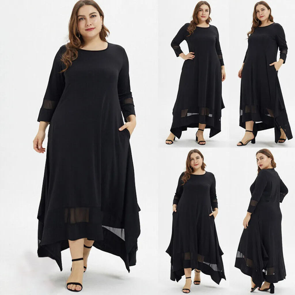 CHAMSGEND мусульманское женское платье, шикарное элегантное женское платье размера плюс, летнее свободное домашнее платье с рукавом три четверти, новинка, L0411