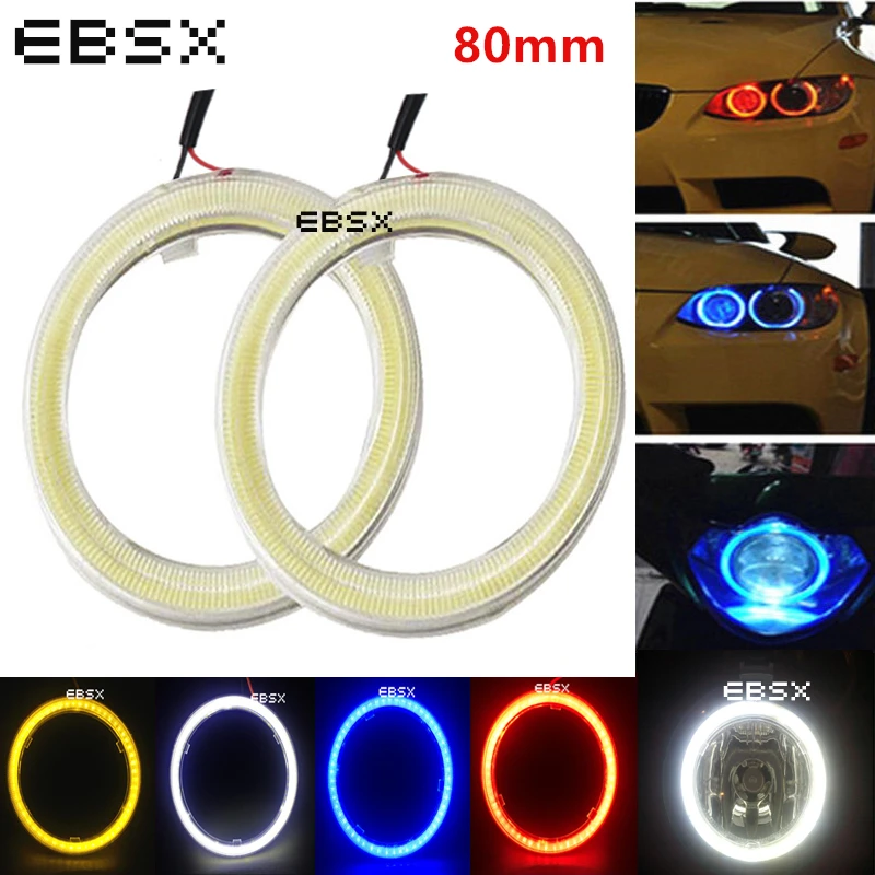 

EBSX 2 Pcs Car Angel Eyes Led Car Halo Ring Lights 80mm Angel Eyes Headlight For Car Auto Moto Moped Scooter Motorcycle DC 12V