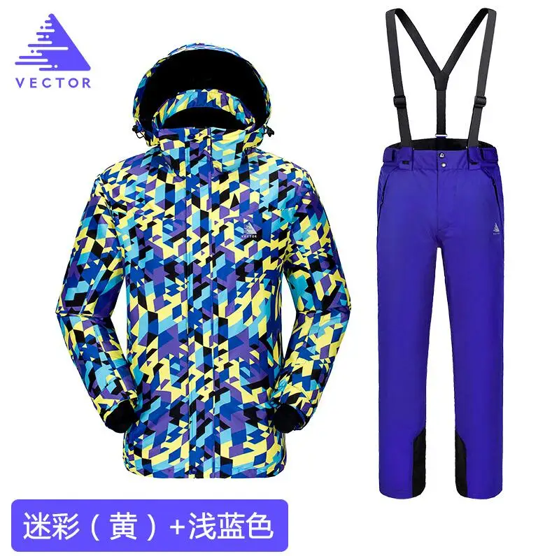 Векторный Зимний лыжный костюм для мужчин, теплый ветрозащитный водонепроницаемый лыжный костюм, куртка и штаны для мужчин, для улицы, для снега, сноуборда, лыжный комплект, бренд HXF70012 - Цвет: Set 4