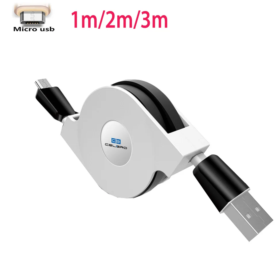 

Retractable Micro Usb Phone Charger Cable 3m/2m/1m Mikro Usb for Huawei P9 Lite Honor 8 C 5a Portable Android Charge Cable Wires