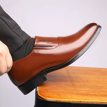 

High Quality Men Genuine Leather Oxford Shoes Fashion Business Men Shoes Men Dress Pointed Shoes Wedding Shoes