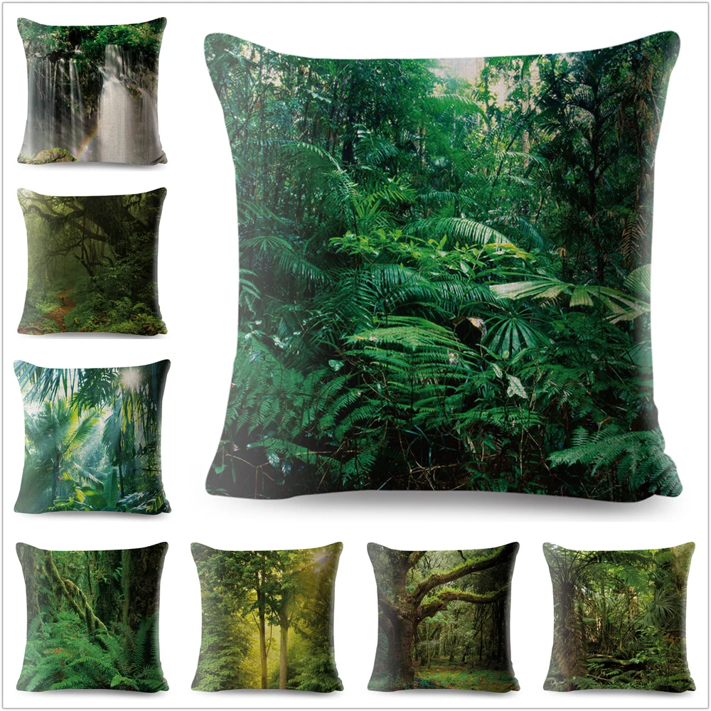 Amazon Rain Forest Linen Pillow Case 45*45cm Cushion Cover