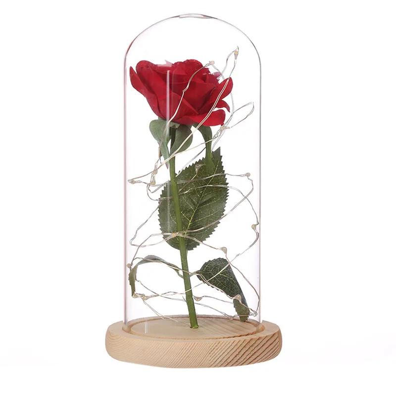 Романтический декоративный светодиодный сверкающий светящийся искусственный консервированная роза цветок Свадьба День Святого Валентина подарок на день рождения
