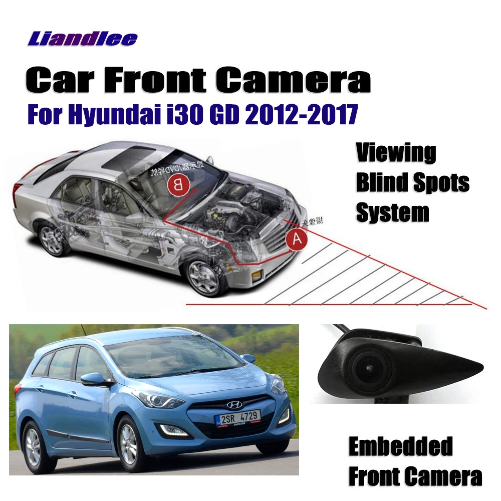 Автомобильная Передняя камера с логотипом для hyundai I30 GD 2012- прикуриватель/4," ЖК-экран монитора