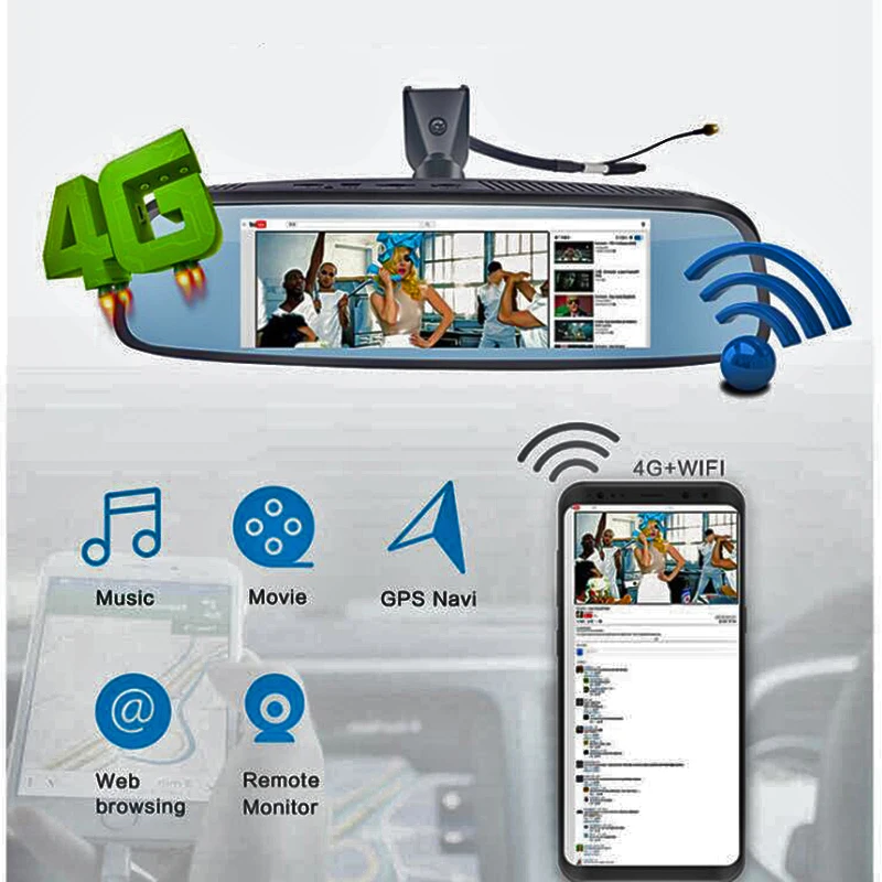 7-дюймовый 4G Видеорегистраторы для автомобилей Камера gps Full HD 1080 P Android регистраторы навигации ADAS автомобиля видео Регистраторы Двойной объектив сзади кронштейн