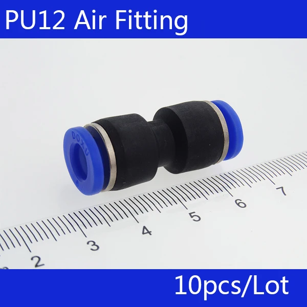 

PU12 Free shipping 10Pcs 12mm Tube Straight Connector One Touch Pneumatic Push in Fitting