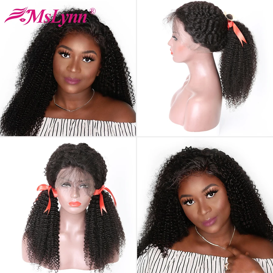 

13x6 Lace Front Wig Peruvian Kinky Curly Wig 6 Inch Deep Part Lace Front Human Hair Wigs for Women Mslynn Pre Plucked Remy Wig
