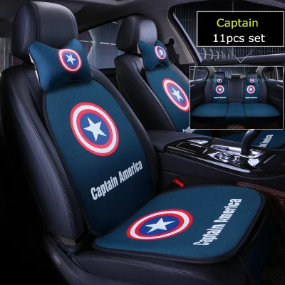 11 шт./компл. с анимационным принтом marvel сиденья «Бэтмен» с изображением Капитана Америки, авто-5 сидений подушки комплект подходит для всех автомобилей с напряжением для укладки волос - Название цвета: Captain 11pcs