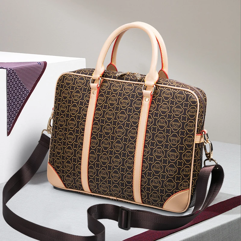 

2019 Women's bag handbag unisex business briefcase shoulder Messenger large capacity file package cross section men's bag Lady