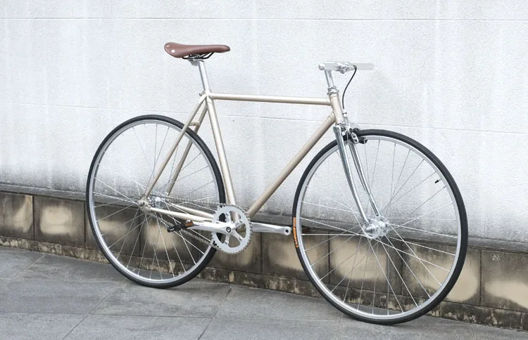 Sale Retro bikel gold  700C Fixed Gear bike vintage Track Single speed Bike 52cm  fixie bike DIY color frame 2