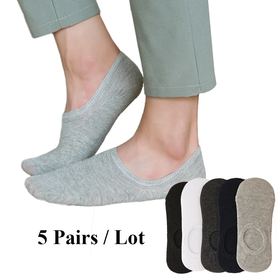 

5Pairs Men Socks Cotton Socks Fashion Short Invisible Ankle Slippers Sock Casual Anti-skid Boat Socks Low Cut No Show Socks Male