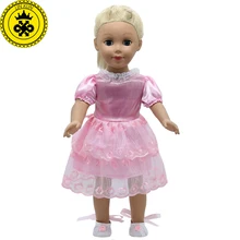 American Girl Doll Accessories Red Lace Dress Princess Skirt Doll Clothes With Shoes Free for 16-18 inch Dolls 4 Colors MG-262 elegant white wedding dress for american girl doll 18 inch ddoll clothes