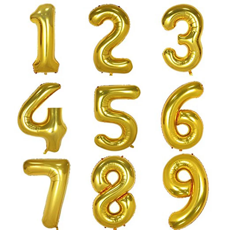 

32 inch Number figure Balloons Party kids adult first 16th 18th 21st 30th 40th 50th Birthday Anniversary Decoration gold silver