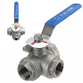 

New DN15 1/2'' Female 3-Way L-Port Ball Valve Mayitr Water Oil Air Vinyl Handle Stainless Steel Valve