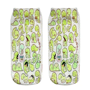 

Lovely green dinosaur print sports socks for women wholesales