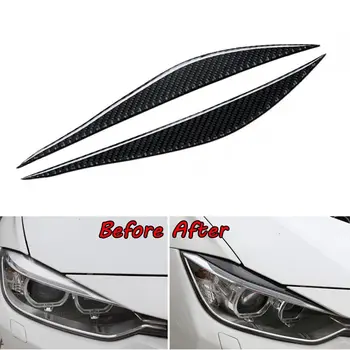

BBQ@FUKA 2x Decorative Real Carbon Fiber Headlight Eyebrow Cover Car Styling Trim Fit For 2013-2017 BMW 3 Series F30 Sticker