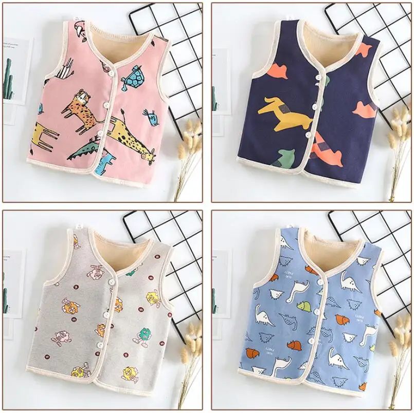 

Winter Baby Vest Warm Kids Clothing Cartoon Toddler Coat Sleeveless Unisex Infant Vest Cotton Cardigan Clothes New Arrival