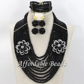 

Black African Beads Unique African Jewelry Set Handmade Design Wholesale Free Shipping BN557