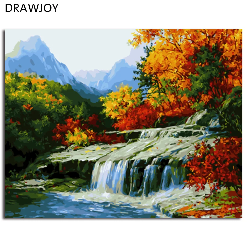 

DRAWJOY Framed Landscape DIY Painting By Numbers Wall Art For Living Room Canvas Oil Painting For Home Decor 40*50cm
