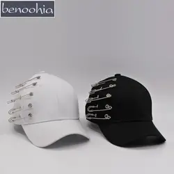 BBS083 панк стильные бейсболки с металлической булавкой женские хип хоп Snapback шляпы повседневные хлопковые изогнутые солнцезащитные шапки с