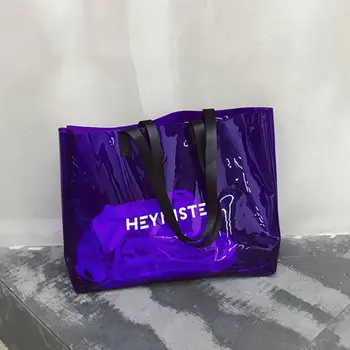 

Fashion Women Case Clear Girls Letter Quality High 2019 Wild Handbag Large Capacity Beach Bags Transparent Jelly Shoulder Bag