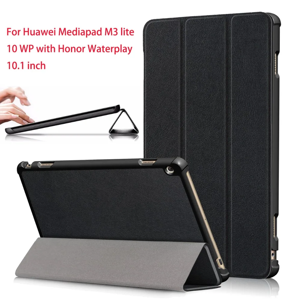 

Case For Huawei MediaPad M3 Lite 10 WP 10.1 inch PU Leather Tablet Funda Cover For Huawei Honor Waterplay HDN-W09 HDN-L09 Case