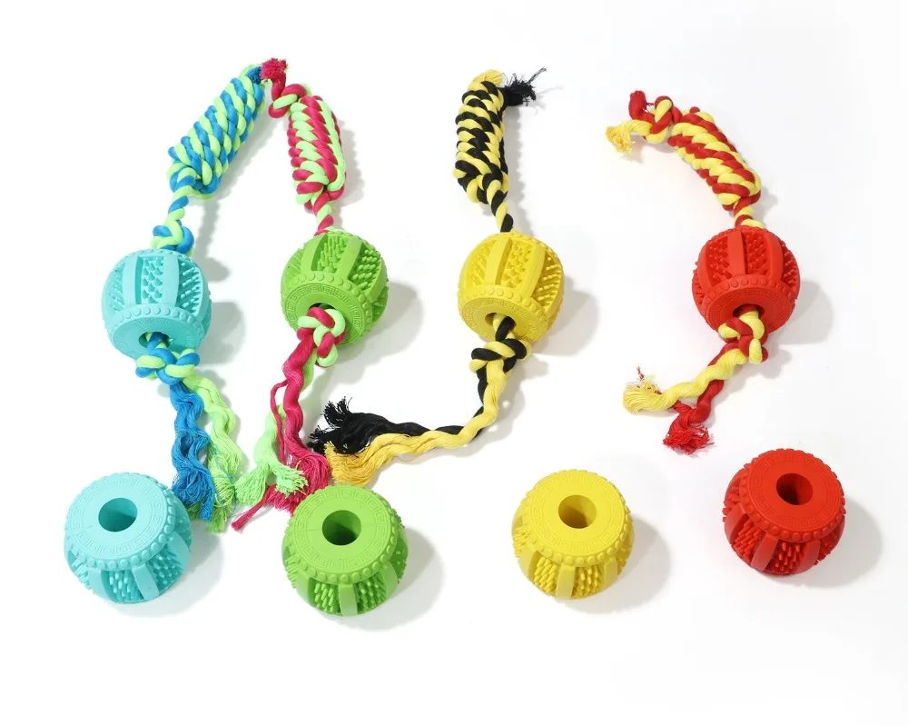 Dog Toy Interactive Rubber Drum Rope Piercing Balls Pet Dog Cat Puppy Extra-tough Chew Training Toys Tooth Cleaning Ball Toys Drum (3)