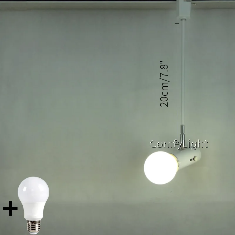 Дизайнерский подвесной светильник с длинной рукояткой, металлический поворотный потолочный светильник, Точечный светильник для Витрины Магазина, E27, рельсовый светильник, выставочный светодиодный светильник для дома - Испускаемый цвет: 20cm-White