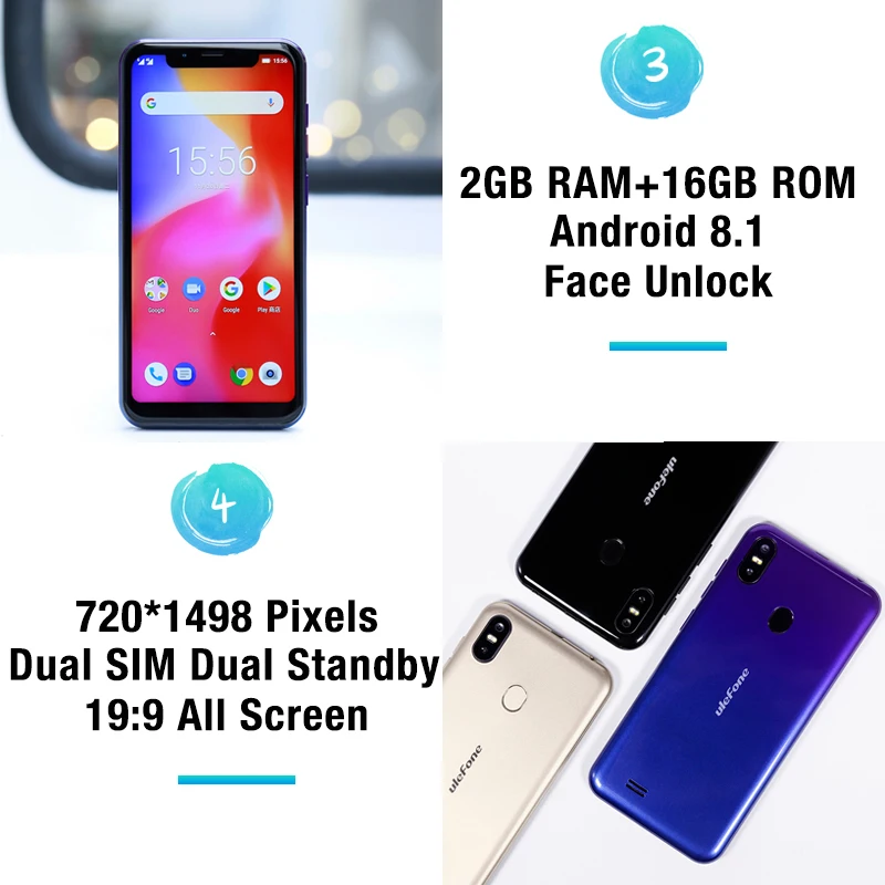 Günstige Ulefone S10 Pro Handy Android 8.1 5,7 zoll MT6739WA Quad Core 2GB RAM 16GB ROM 16MP + 5MP hinten Dual Kamera 4G Smartphone