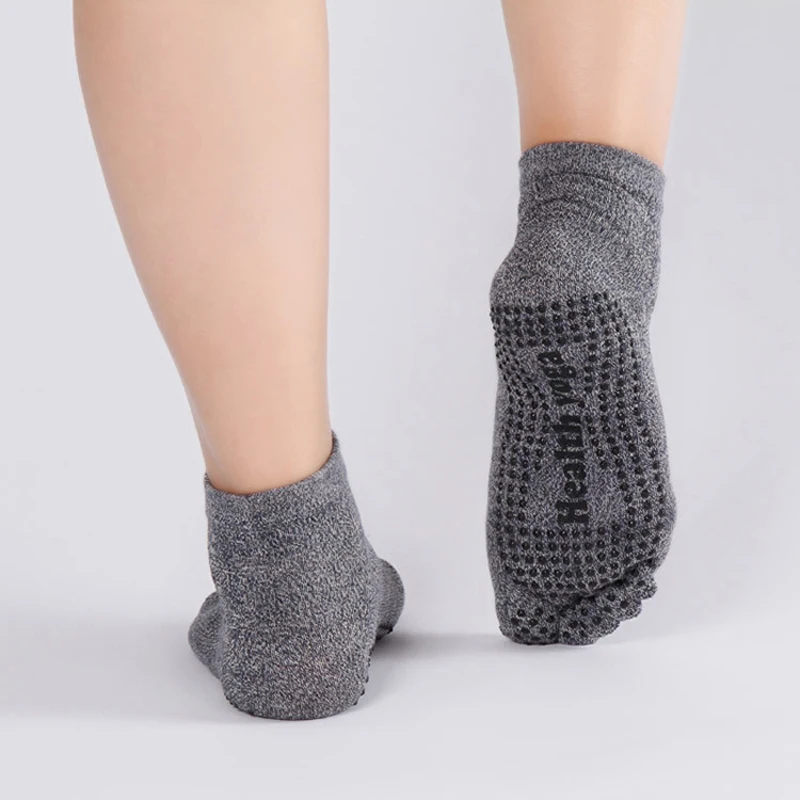 Мужские хлопковые спортивные носки для йоги, профессиональные нескользящие носки большого размера для фитнеса с пятью пальцами, дышащие носки-Тапочки