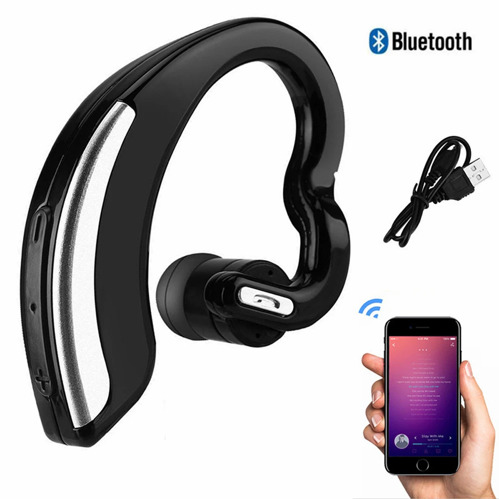 V18 Bluetooth Earphones Wireless Car Stereo Headsets BT4.0 Business Earbuds Ear Hook Universal
