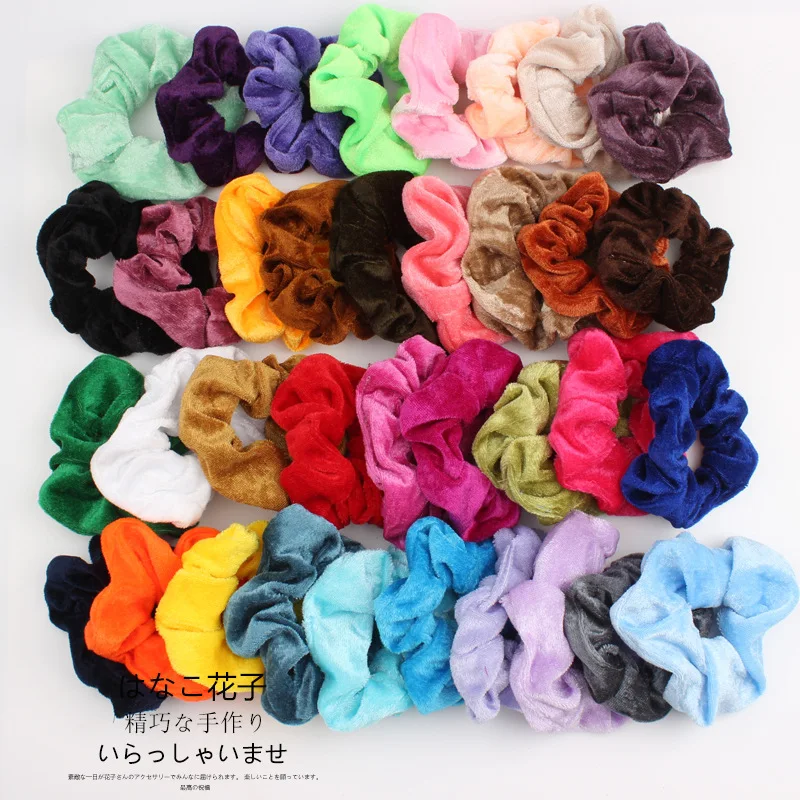36 цветов, одноцветные бархатные Галстуки для волос для женщин, мягкие резинки для волос для девочек, заколки для волос, очаровательные резинки для волос