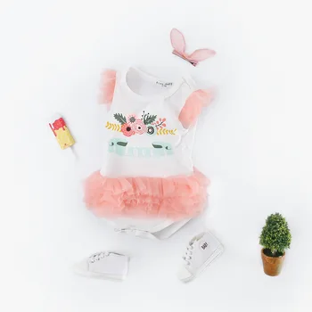 

Lace Princess Baby Clothes Sleeveless Floral Print Baby Girl Onesie Cotton Soft Summer Body Dziecko 12M 18M 24M Body Bebe Fille