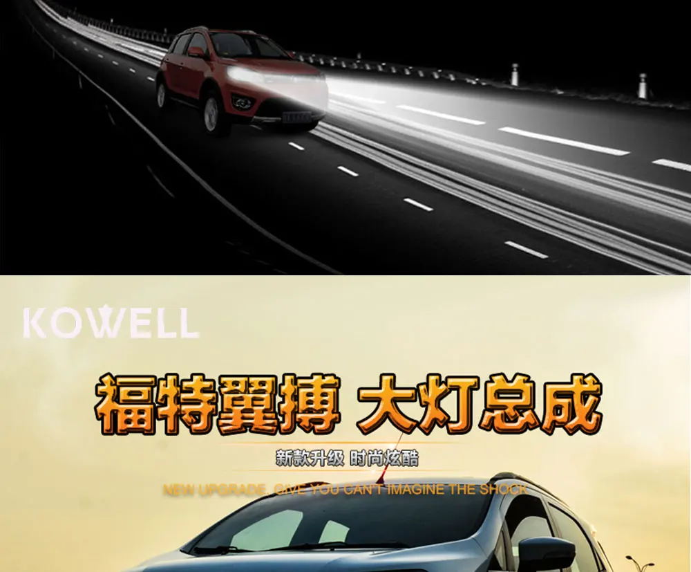 KOWELL автомобильный Стайлинг для Ford Ecosport фары 2013- Ecosport светодиодный фары DRL Биксеноновые линзы дальнего ближнего света парковка туман