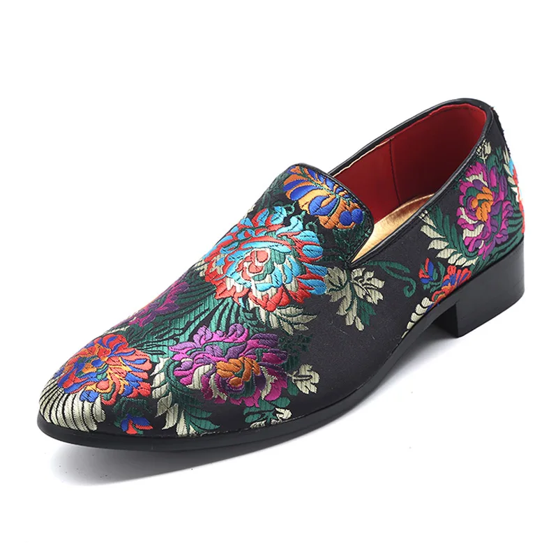 Misalwa/мужские лоферы в винтажном стиле с вышивкой; стильные тапочки; свадебные модельные туфли; обувь на плоской подошве для вождения - Цвет: Mix-color WH21