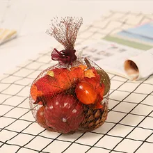 Осенние цветные искусственные тыквы с искусственными кленовыми листьями, настольные украшения для Хэллоуина, Дня благодарения